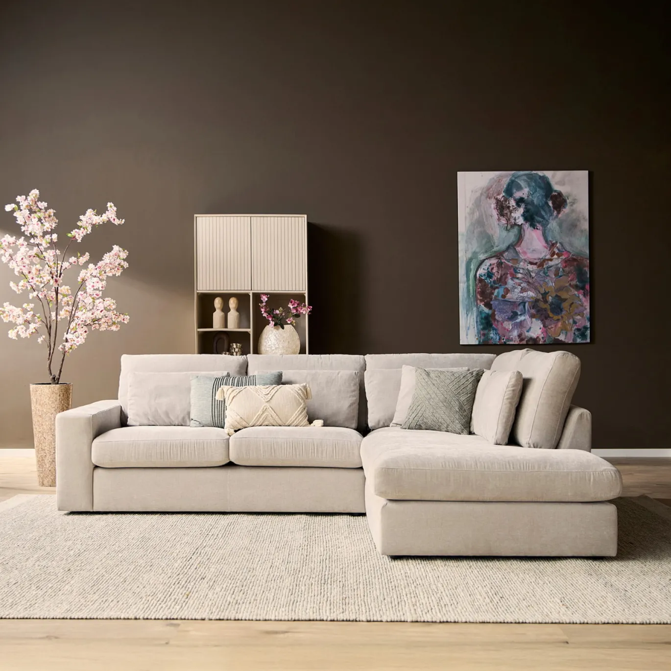 MySofa Bank Jesse 2,5 zits + Ottomane Rechts Beige