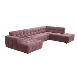 MySofa U-bank Ruby Paars Lounge L + 2,5-Zits + Ottomane R
