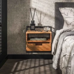 Nachtkastje Air Solid 1 Lade Massief Acacia Naturel - Giga Meubel