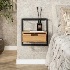 Nachtkastje Air Solid Massief Acacia Naturel - Giga Meubel