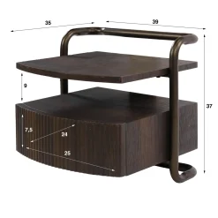 Nachtkastje Bend Zwevend 1 Lade 3d Eiken Donkerbruin - Giga Meubel