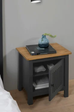 Nachtkastje Bruna 1d Wax/grijs Antraciet - Giga Meubel