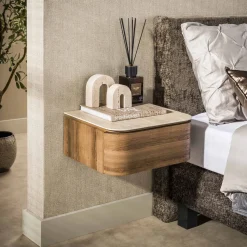 Nachtkastje Cassetto Zwevend 1 Lade 3D Keramiek Travertin - Giga Meubel