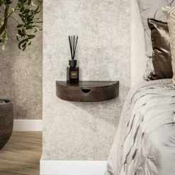 Nachtkastje Cove Zwevend 1 Lade Massief Acacia Glaze Brown - Giga Meubel