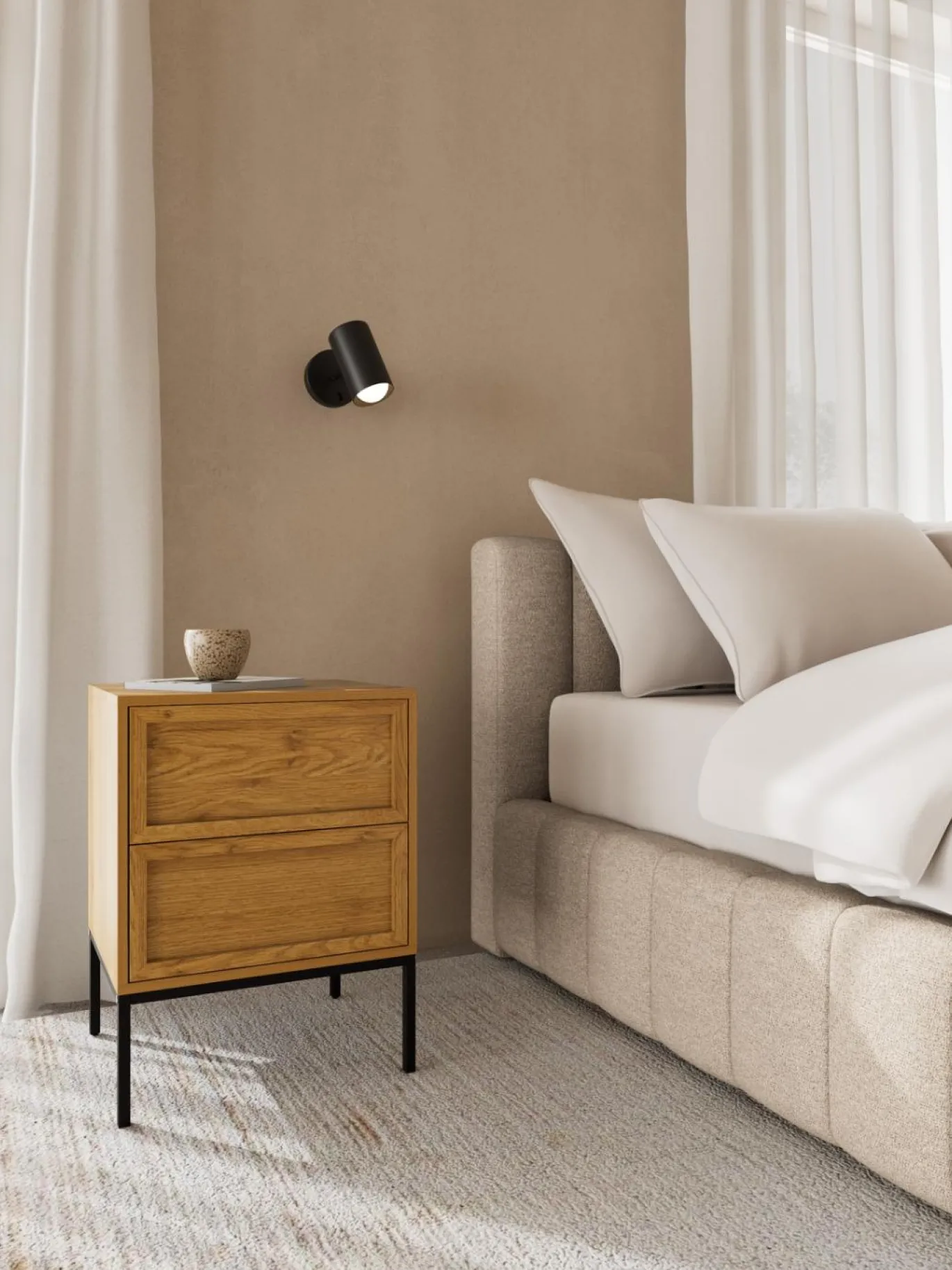 Nachtkastje Darvo Wild Eiken Naturel 61cm - Giga Living
