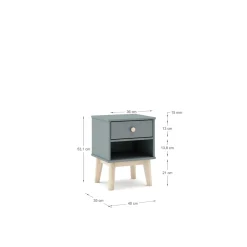 Nachtkastje Esteban 1dr1h Khaki Groen/wit - Giga Meubel