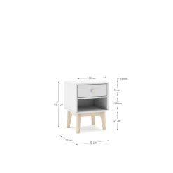 Nachtkastje Esteban 1dr1h Wit Wax - Giga Meubel
