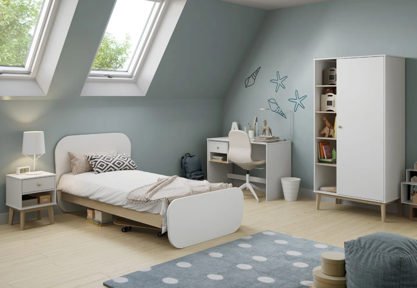 Nachtkastje Esteban 1dr1h Wit Wax - Giga Meubel