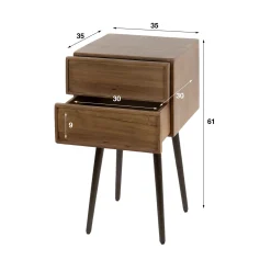 Nachtkastje Frame 2 Lades Massief Acacia Bruin - Giga Meubel