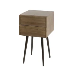 Nachtkastje Frame 2 Lades Massief Acacia Bruin - Giga Meubel