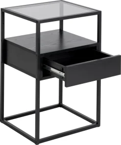 Nachtkastje Hibernia Smoke Glas Zwart - Giga Living