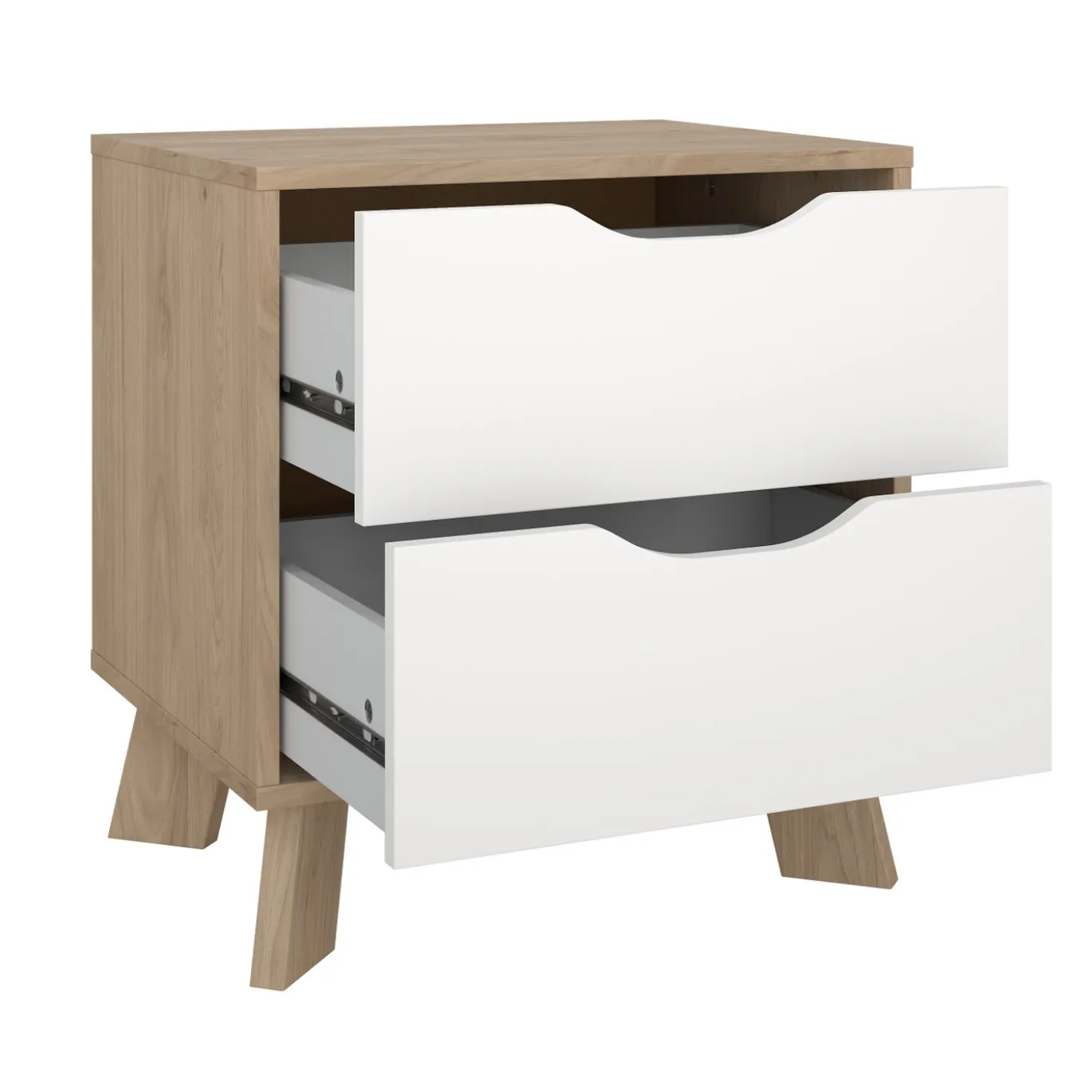 Nachtkastje Ikast 2 lades Hickory/Wit - Giga Living