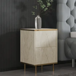 Nachtkastje Imaj Travertinlook/Goud
