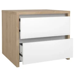 Nachtkastje Next 2 lades Hickory/Wit Hoogglans - Giga Living