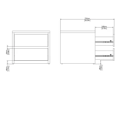 Nachtkastje Next 2 lades Hickory/Wit Hoogglans - Giga Living
