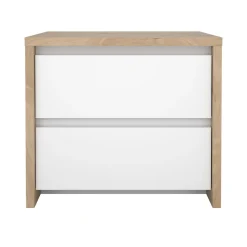 Nachtkastje Next 2 lades Hickory/Wit Hoogglans - Giga Living