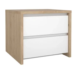 Nachtkastje Next 2 lades Hickory/Wit Hoogglans - Giga Living