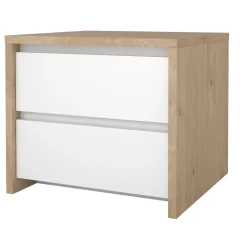 Nachtkastje Next 2 lades Hickory/Wit Hoogglans - Giga Living