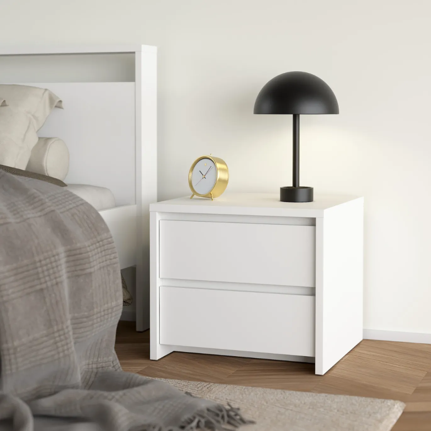 Nachtkastje Next 2 lades Wit - Giga Living