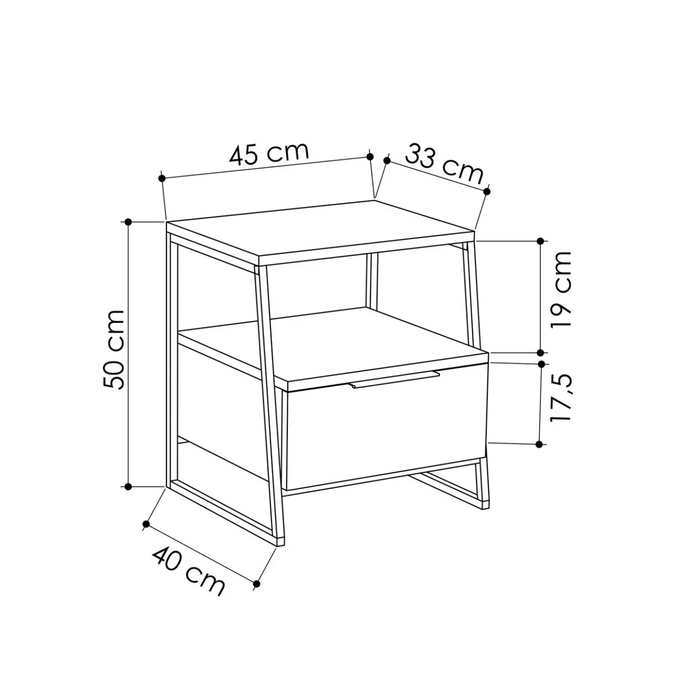 Nachtkastje Pal Melamine Antraciet