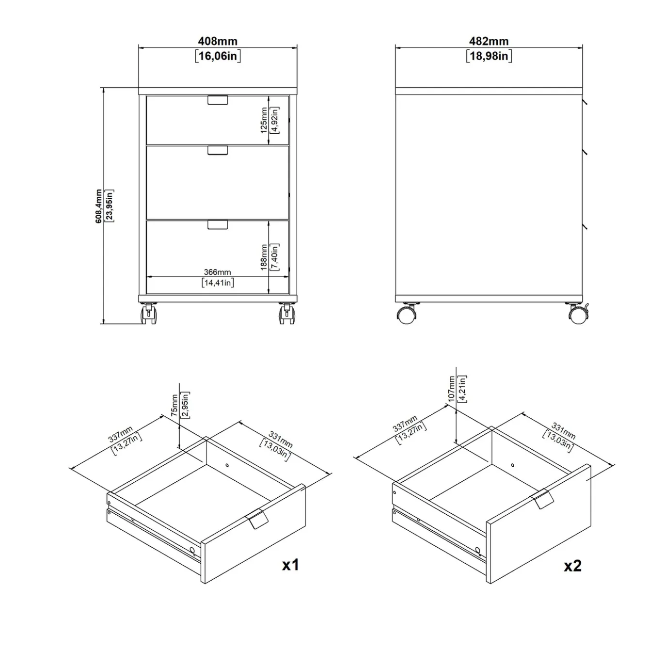 Nachtkastje Sign Wit Jackson Hickory - Giga Living