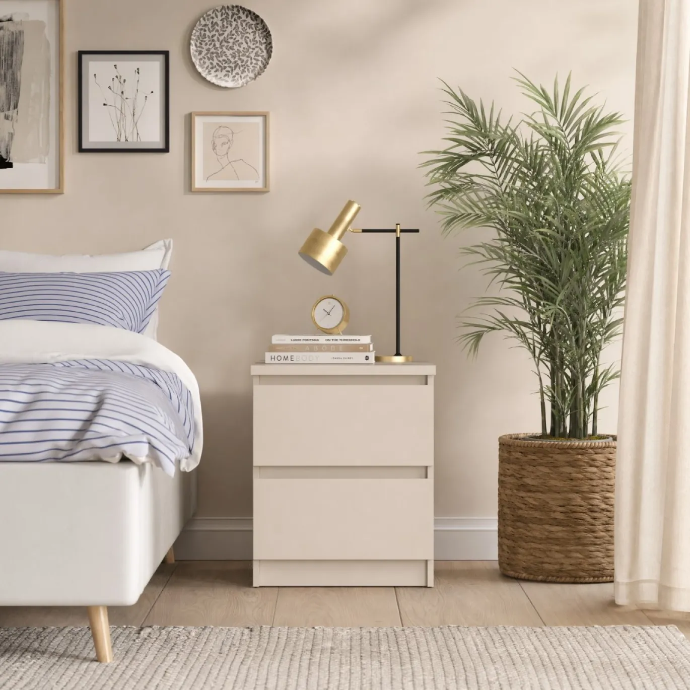 Nachtkastje Ylva 2-Lades Cashmere - Giga Living