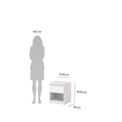 Nachtkastje Ylva 1 lade Wit - Giga Living