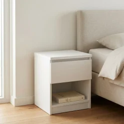 Nachtkastje Ylva 1 lade Wit - Giga Living