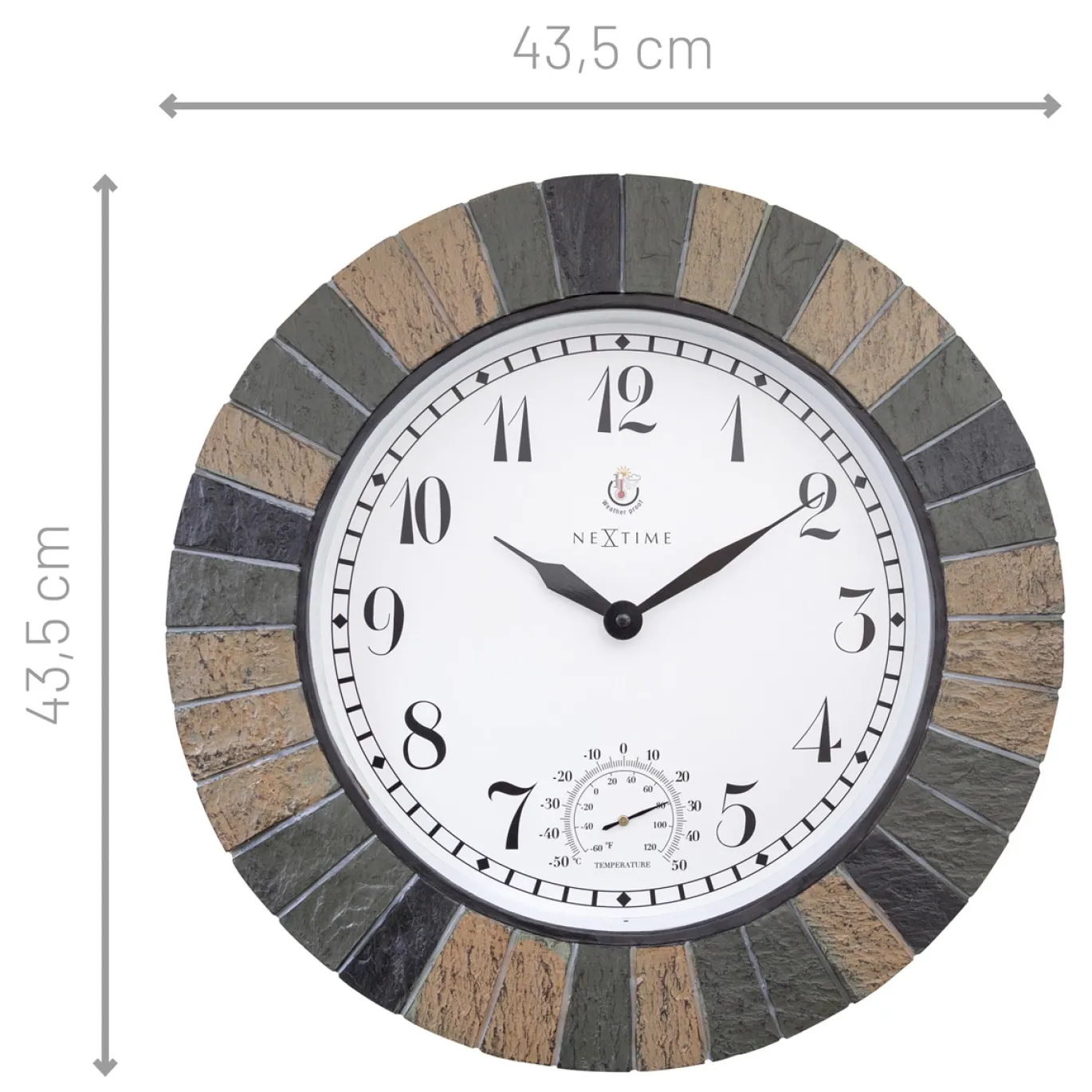 NeXtime Outdoor Klok Aster Weersbestendig met Thermometer