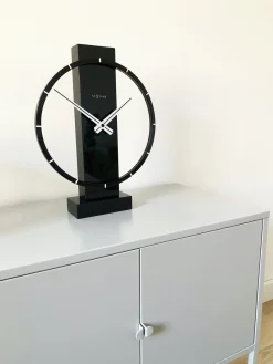 NeXtime Tafel/Wandklok Carl Small Hout/Staal Zwart