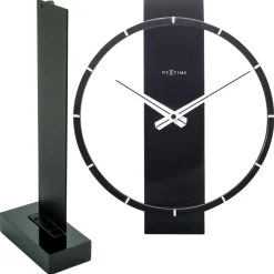 NeXtime Tafel/Wandklok Carl Small Hout/Staal Zwart