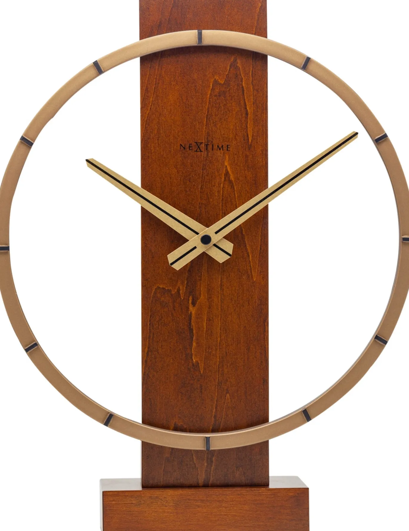 NeXtime Tafel/Wandklok Carl Small Hout/Staal Bruin