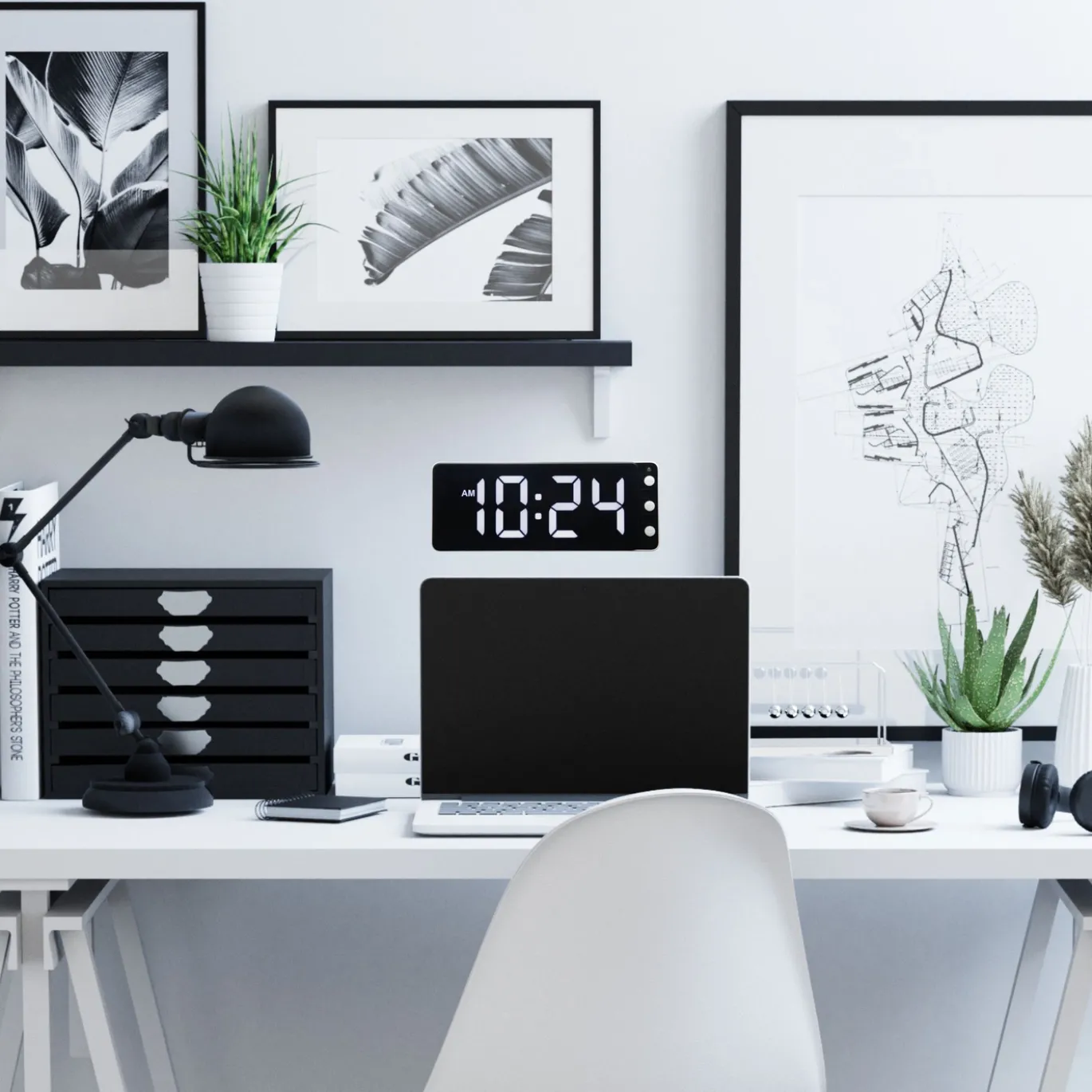 NeXtime Tafel/Wandklok Digital Wit LED