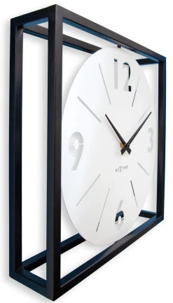 NeXtime Tafel/Wandklok Time Frame Metaal Zwart/Wit 40x40cm