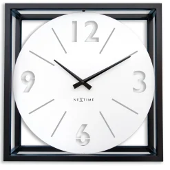 NeXtime Tafel/Wandklok Time Frame Metaal Zwart/Wit 40x40cm