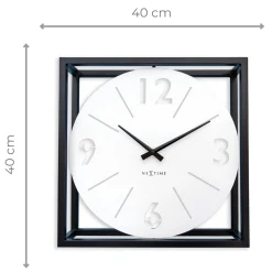 NeXtime Tafel/Wandklok Time Frame Metaal Zwart/Wit 40x40cm