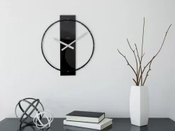 NeXtime Wandklok Carl Hout/Staal Zwart