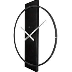 NeXtime Wandklok Carl Hout/Staal Zwart