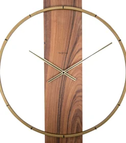 NeXtime Wandklok Carl Hout/Staal Bruin