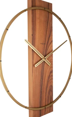 NeXtime Wandklok Carl Hout/Staal Bruin