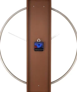 NeXtime Wandklok Carl Hout/Staal Bruin