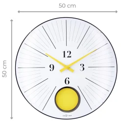 NeXtime Wandklok Duomo Pendulum Geel Ø50cm