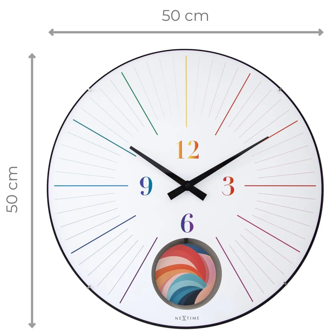NeXtime Wandklok Duomo Pendulum Regenboog Ø50cm