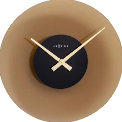 NeXtime Wandklok Float Mat Bruin Glas Ø40cm