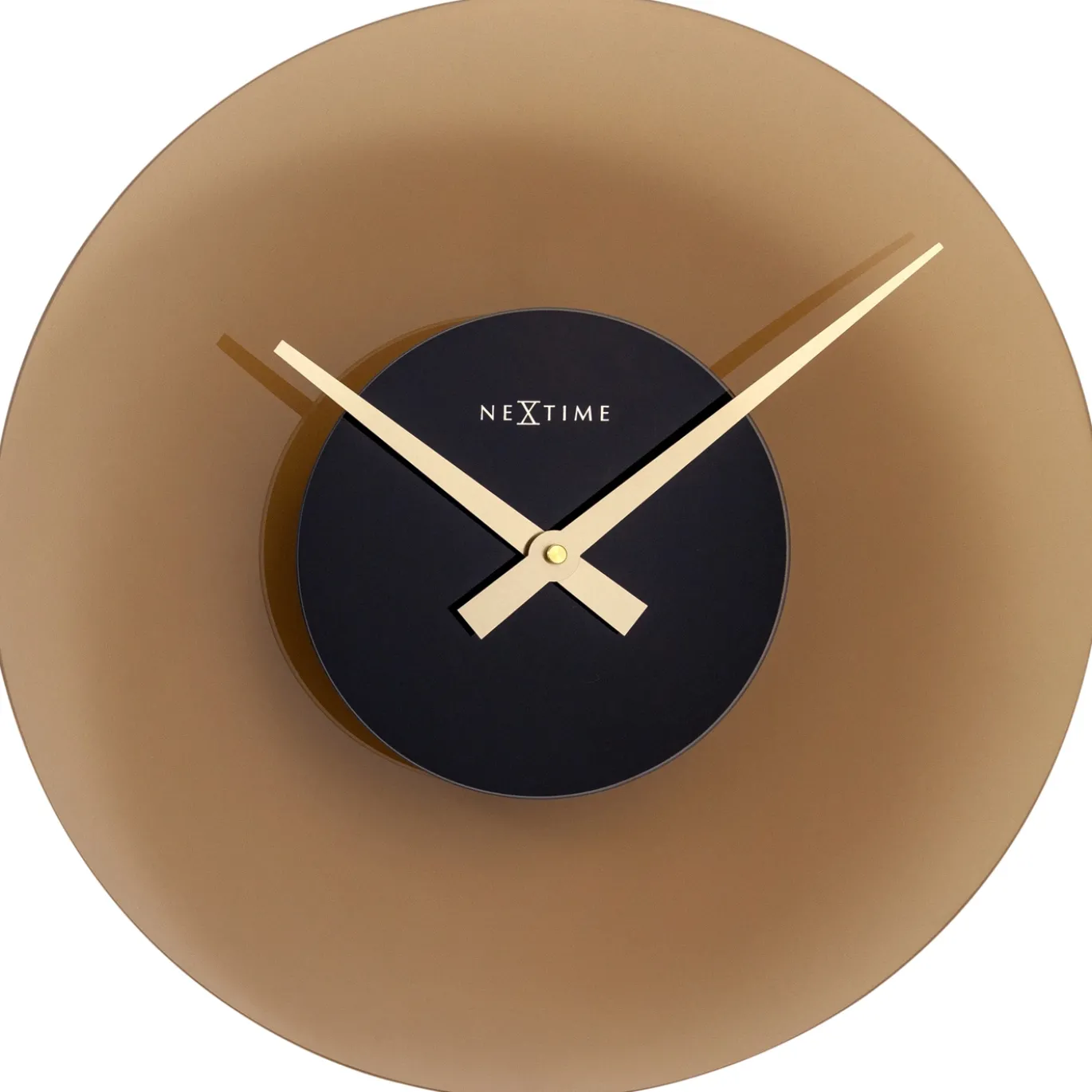 NeXtime Wandklok Float Mat Bruin Glas Ø40cm