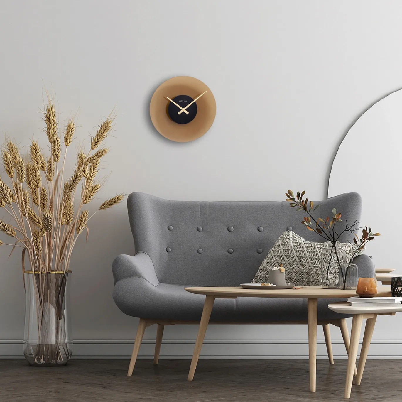 NeXtime Wandklok Float Mat Bruin Glas Ø40cm