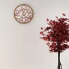 NeXtime Wandklok Lotus Hout/Roze Ø40cm