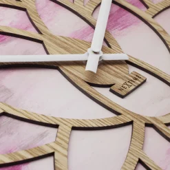 NeXtime Wandklok Lotus Hout/Roze Ø40cm