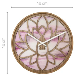 NeXtime Wandklok Lotus Hout/Roze Ø40cm