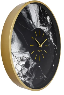 NeXtime Wandklok Marble Duo Goud/Zwart Ø48cm